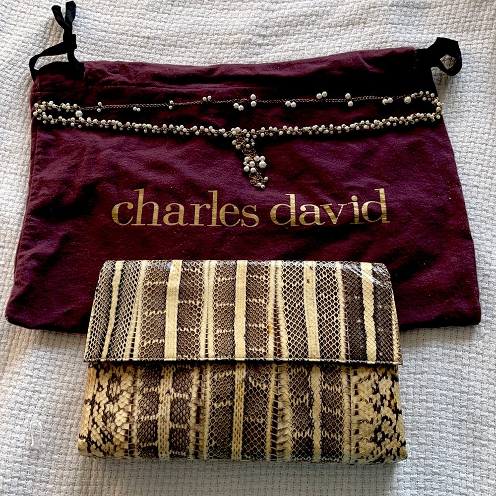 Charles David Snake Skin Clutch - like New